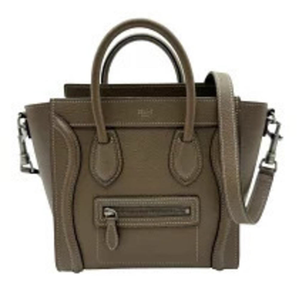 Celine Luggage Tote Shopper Taupe Gray Drummed Calfskin Handbag
